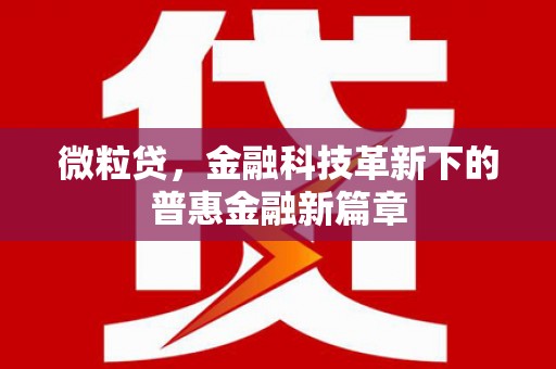 陵川微粒贷，金融科技革新下的普惠金融新篇章