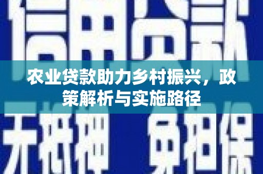 陵川农业贷款助力乡村振兴，政策解析与实施路径