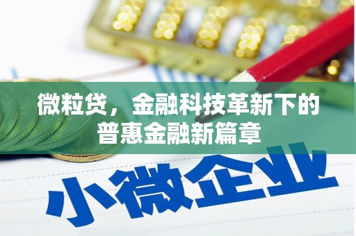 陵川微粒贷，金融科技革新下的普惠金融新篇章